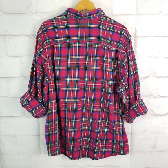 Faded Glory 2XL 50-52 Red Plaid Button-Down Flannel Shirt - Picture 7 of 12